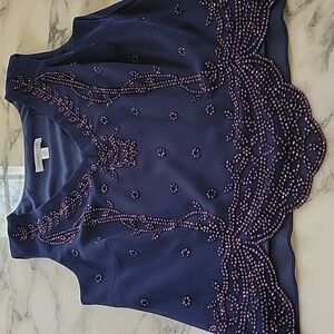 Coldwater Creek Beaded Navy Top
